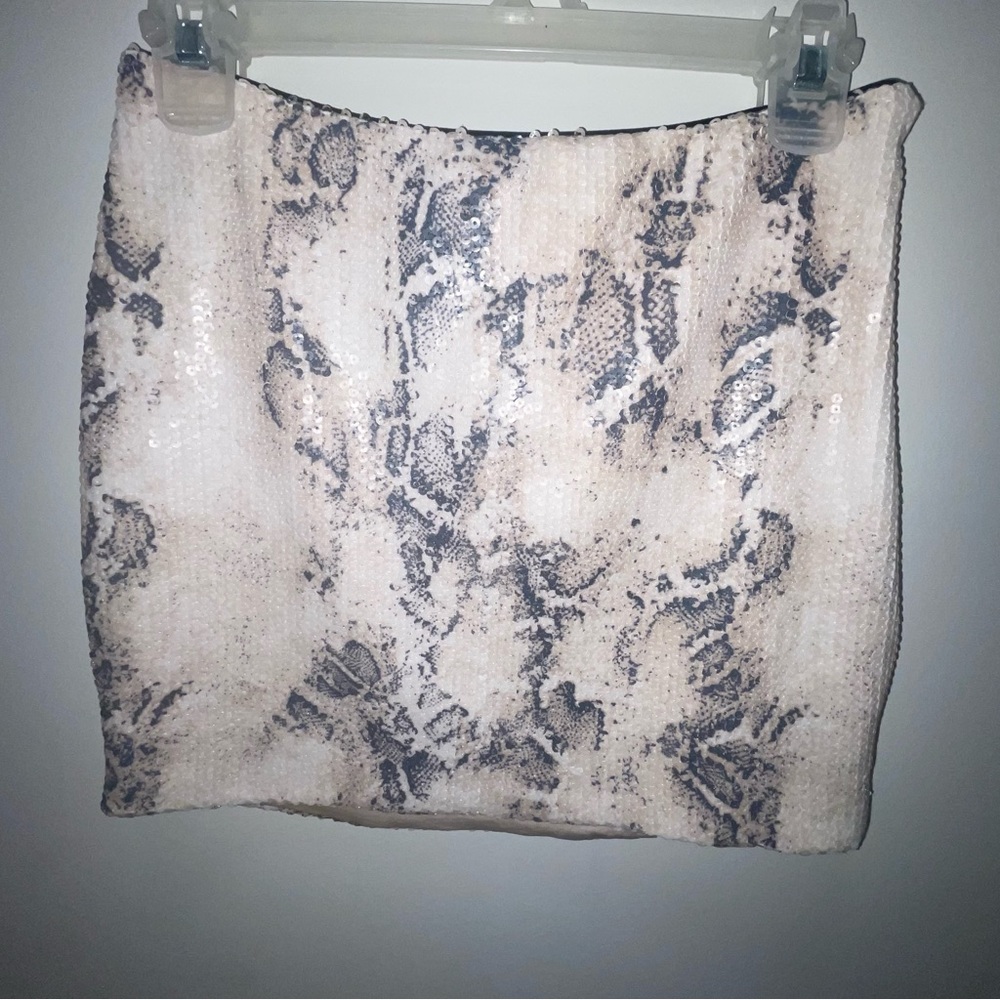 Bebe Sequin Snake Mini Skirt, Size Small
